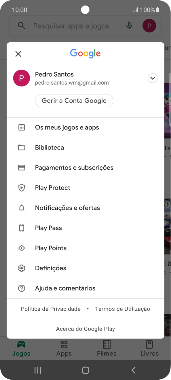 Prima Os meus jogos e apps.