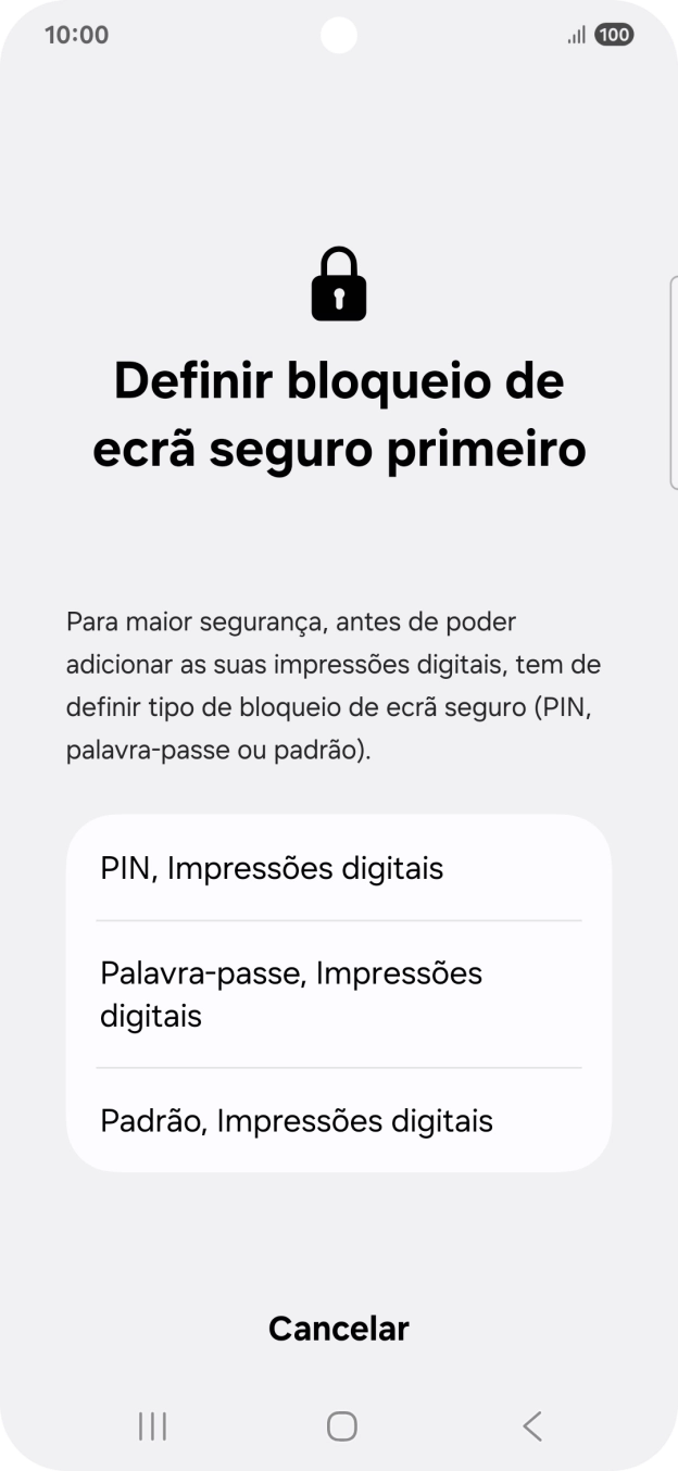 Prima o código de bloqueio do telefone pretendido e siga as indicações no ecrã para estabelecer um código de bloqueio adicional.