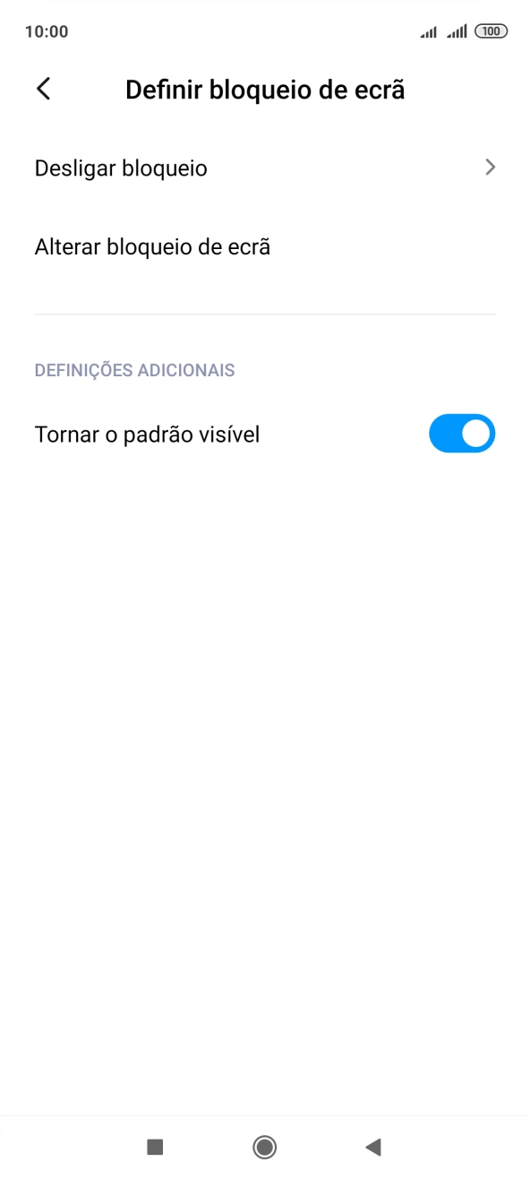 Prima Desligar bloqueio e introduza o código de bloqueio do telefone atual.