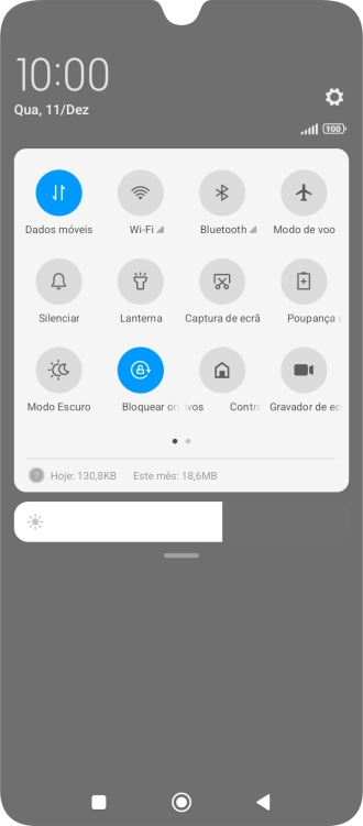 Prima o ícone de perfil para ativar ou desativar o perfil silencioso.