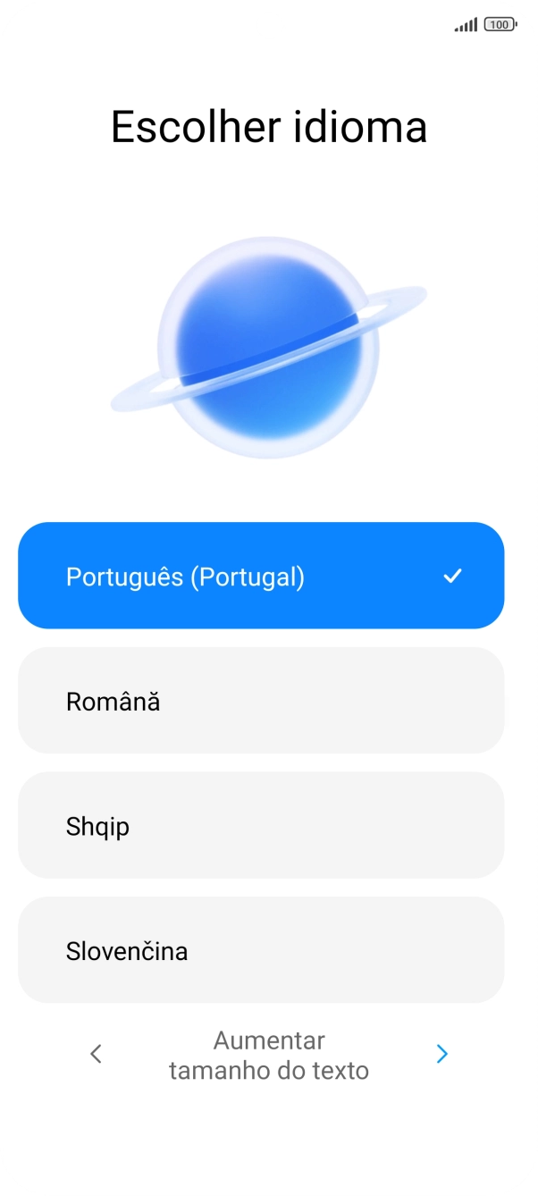 Prima o idioma pretendido.