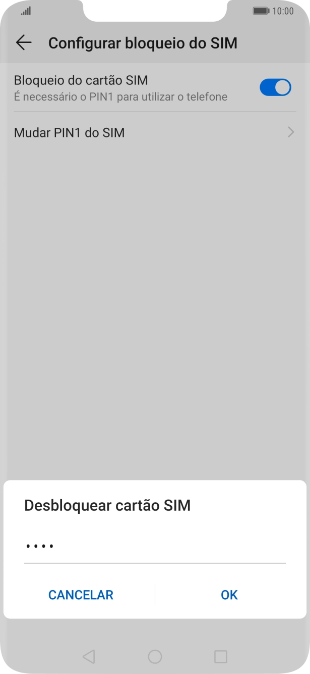 Introduza o seu código PIN e prima OK.