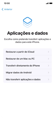 É possível restaurar conteúdo a partir de uma cópia de segurança em iCloud, quando o telefone for ativado antes da primeira utilização e quando o telefone tiver sido reiniciado. Quando esta imagem for mostrada no ecrã, o telefone está pronto para restaurar conteúdo a partir de uma cópia de segurança em iCloud.