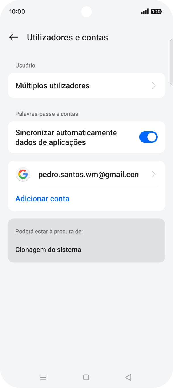Prima Adicionar conta.