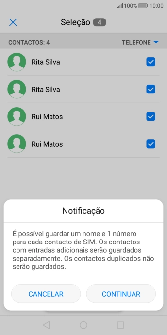 Prima CONTINUAR.