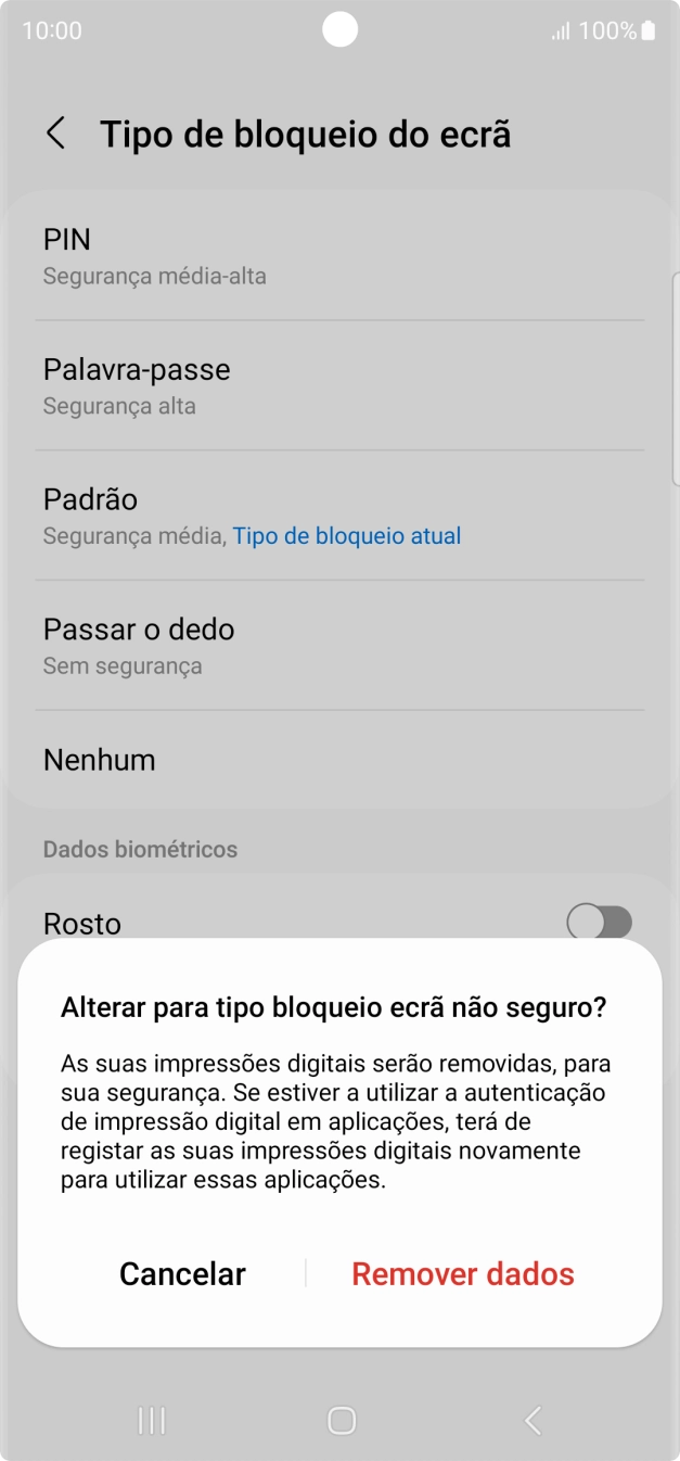 Prima Remover dados.