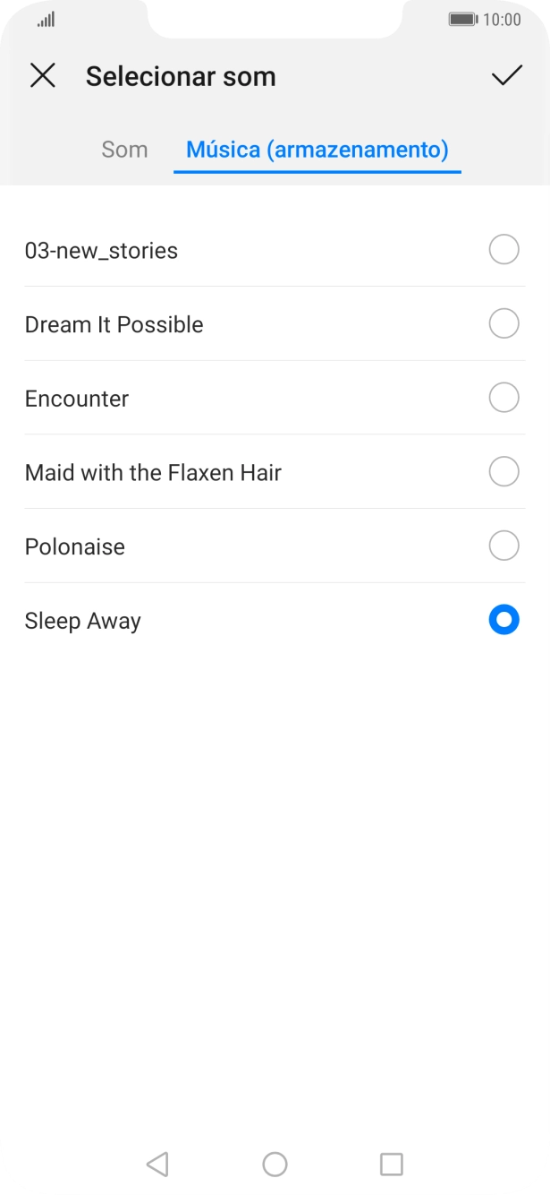 Quando tiver encontrado o tom de toque que pretende, prima o ícone para guardar.