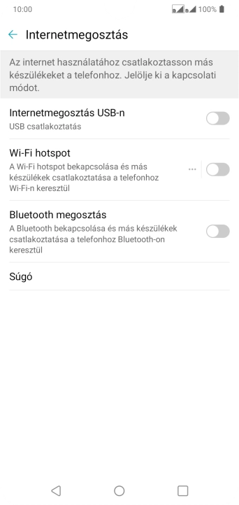 Válaszd a Wi-Fi hotspot lehetőséget.