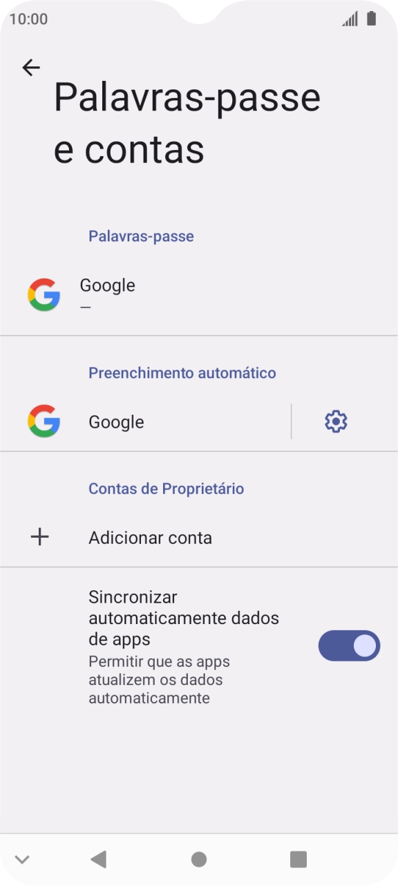 Prima Adicionar conta.