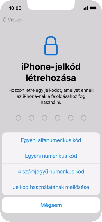 A képernyőzár használatának bekapcsolásához kövesd a képernyőn megjelenő utasításokat, vagy válaszd a Jelkód használatának mellőzése lehetőséget.