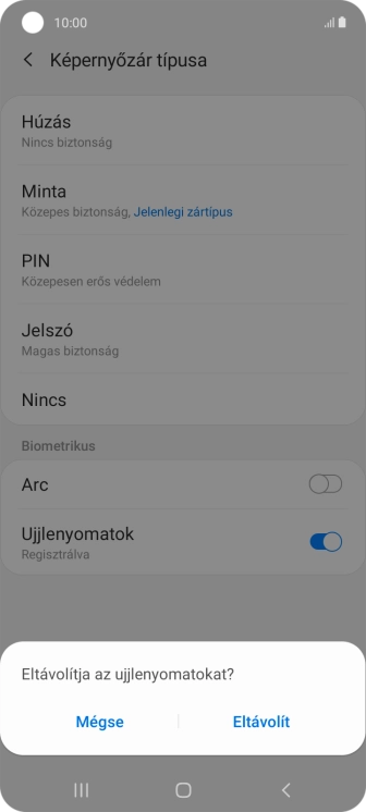 Válaszd az Eltávolít lehetőséget.