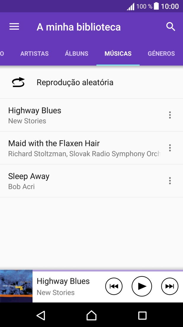 Prima o ficheiro de música pretendido.