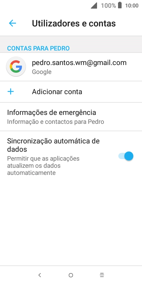 Prima Adicionar conta.