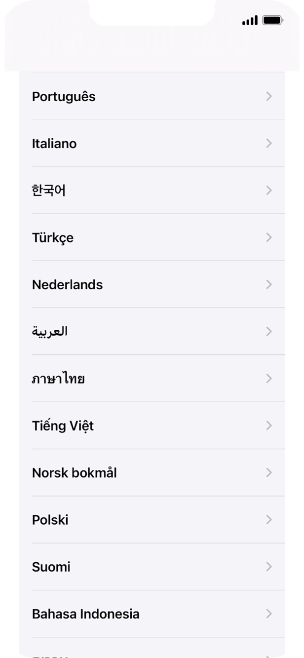 Prima o idioma pretendido.