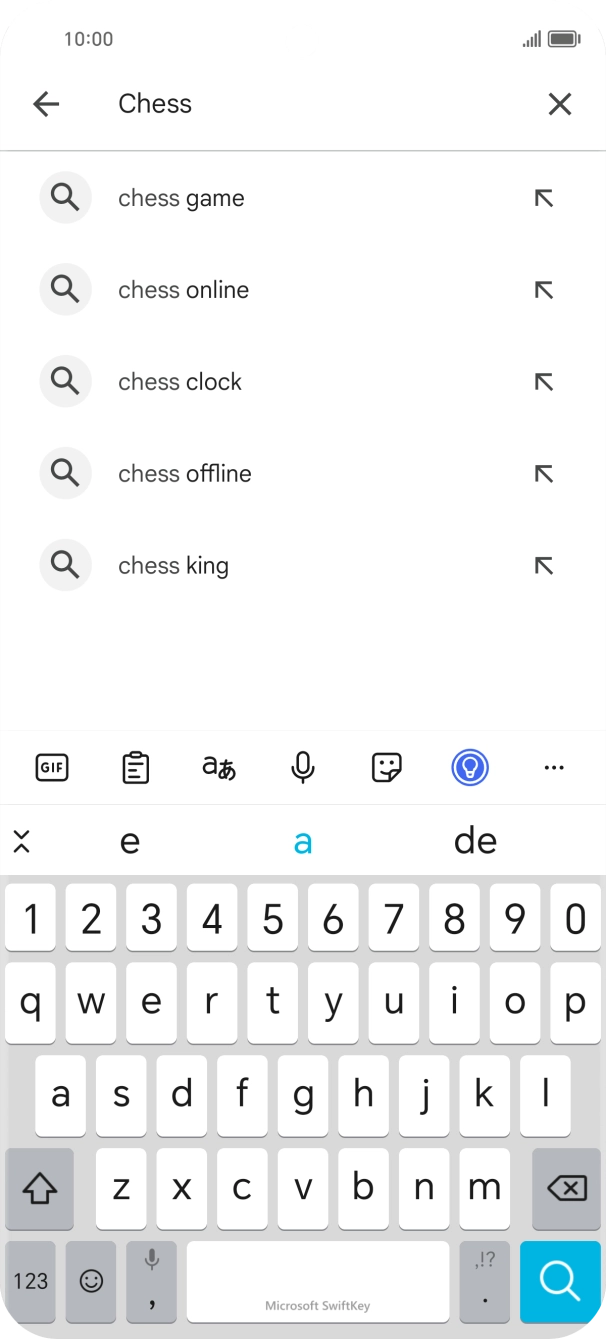 Introduza o nome ou categoria da app pretendida e prima o ícone para pesquisar.