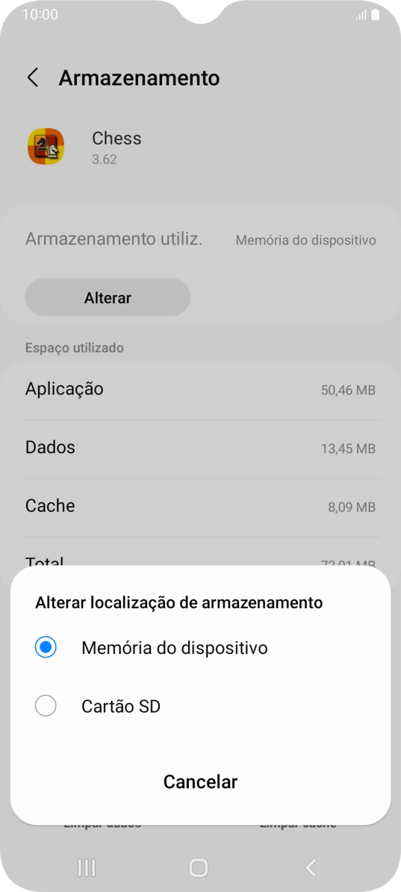 Prima o nome do cartão de memória.
