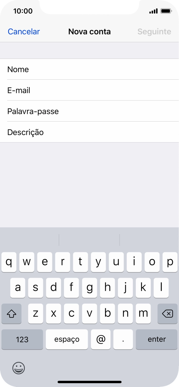 Prima E-mail e introduza o seu endereço de e-mail Vodafone.