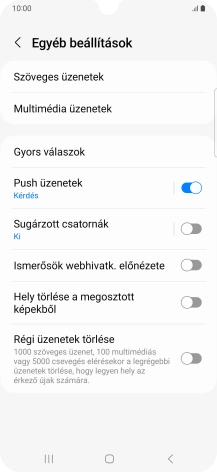 Válaszd a Szöveges üzenetek lehetőséget.