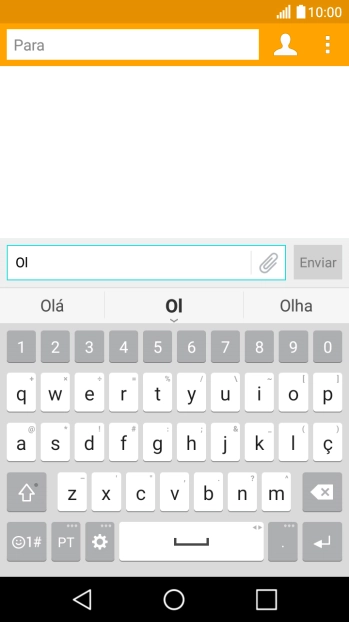 As palavras sugeridas são mostradas no ecrã enquanto escreve. Prima a palavra pretendida para a introduzir.