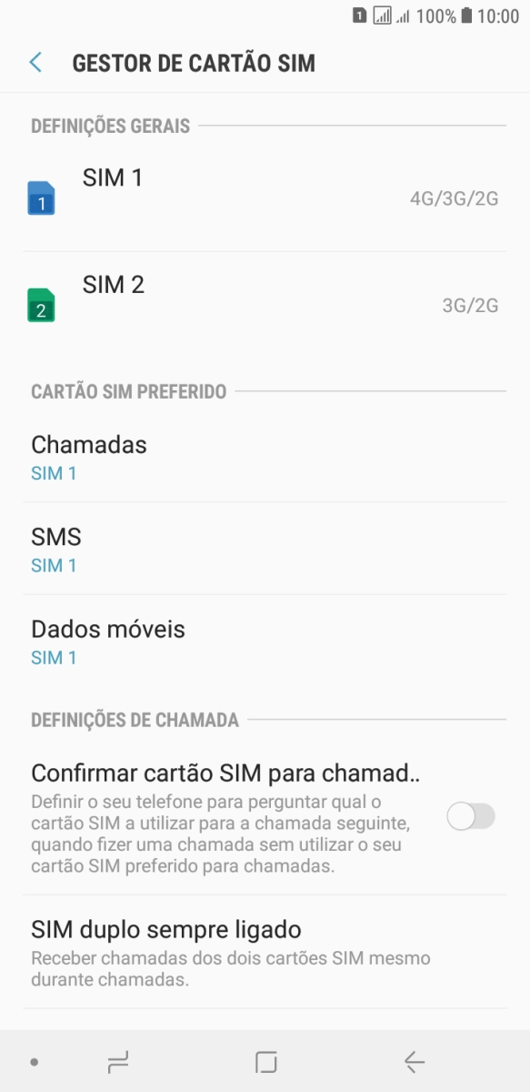 Prima o cartão SIM pretendido.