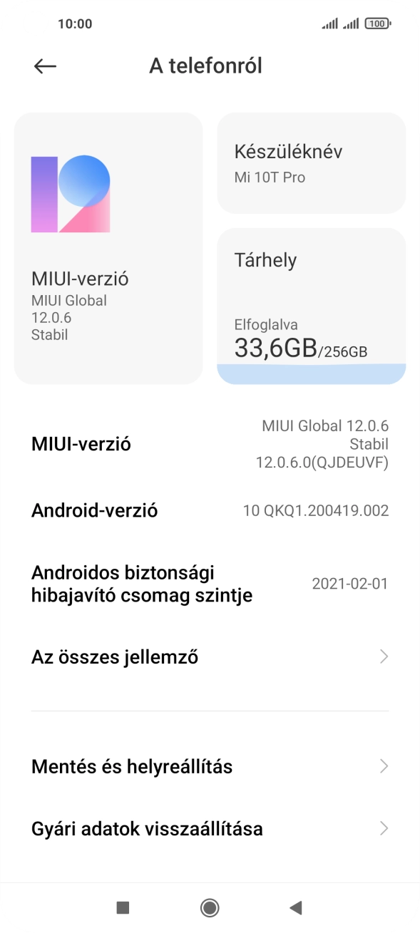 Válaszd a Gyári adatok visszaállítása lehetőséget.