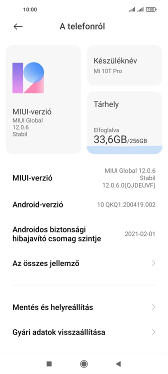 Válaszd a Gyári adatok visszaállítása lehetőséget.