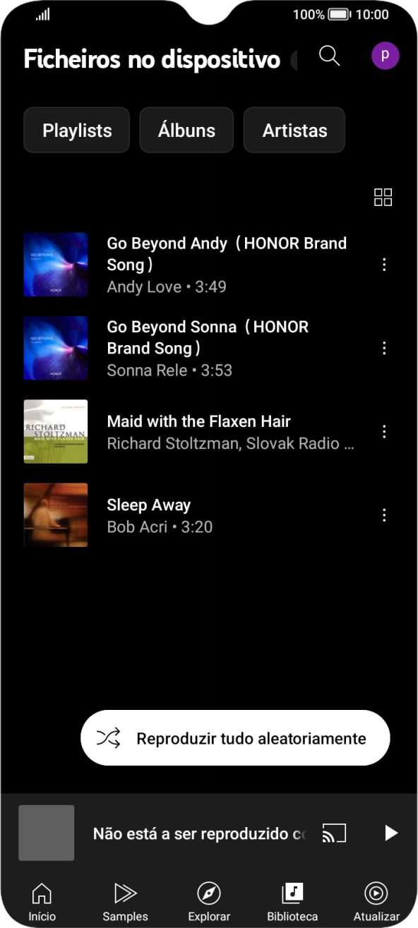 Prima o ficheiro de música pretendido.