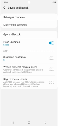 Válaszd a Szöveges üzenetek lehetőséget.