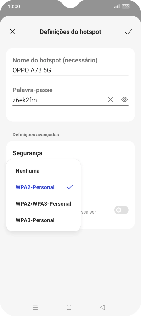 Prima WPA3-Personal para proteger o hotspot Wi-Fi com uma password.