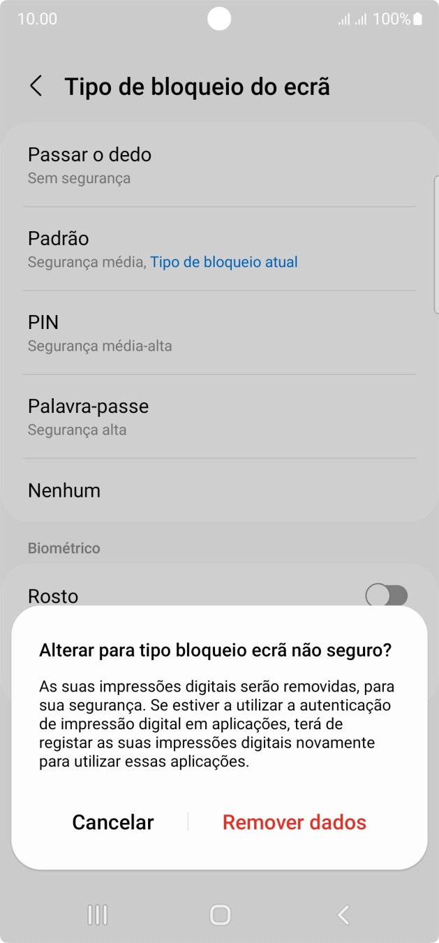 Prima Remover dados.