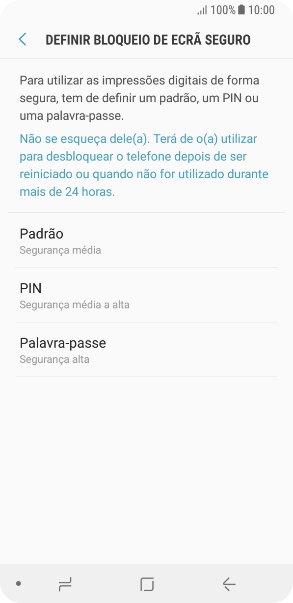 Prima o código de bloqueio do telefone pretendido e siga as indicações no ecrã para estabelecer um código de bloqueio adicional.