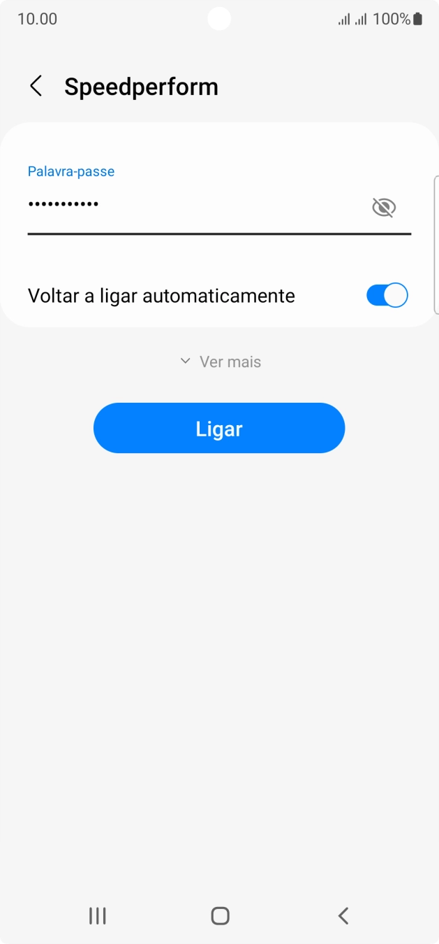 Introduza a password da rede Wi-Fi e prima Ligar.