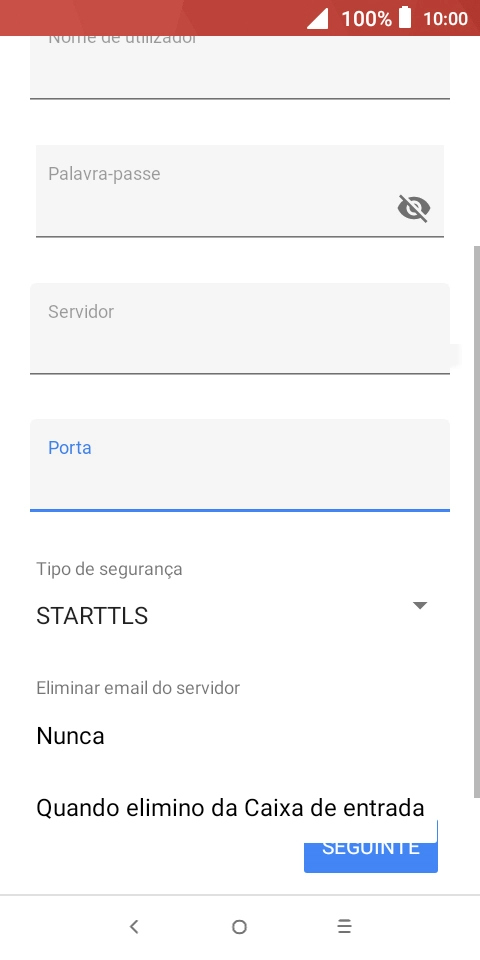 Prima Nunca para manter os e-mails no servidor quando estes são apagados no telefone.