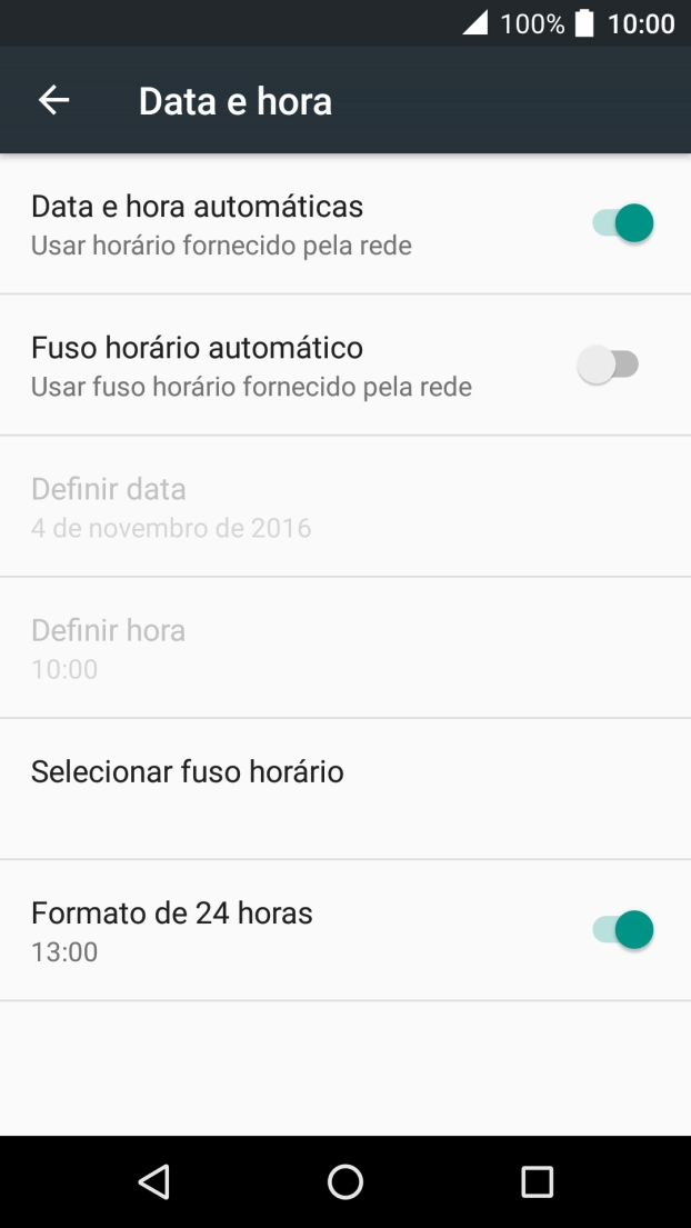 Prima Fuso horário automático para ativar a função.