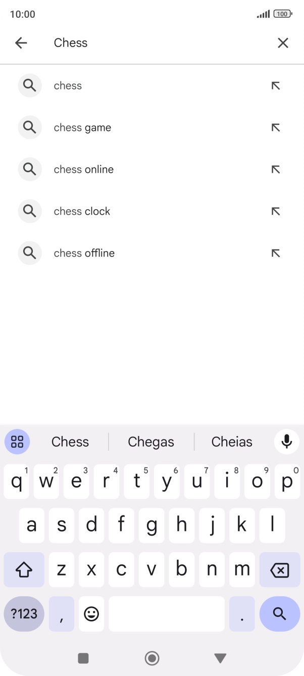 Introduza o nome ou categoria da app pretendida e prima o ícone para pesquisar.