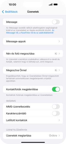 Kattints az „MMS-üzenetkezelés” melletti csúszkára a funkció bekapcsolásához.