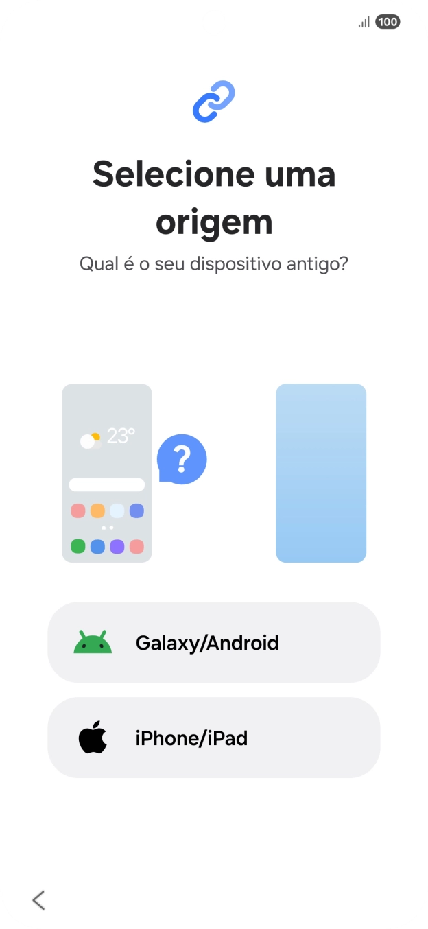 Prima a definição pretendida e siga as indicações no ecrã para transferir conteúdo de outro telefone.
