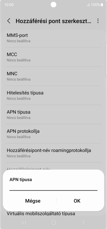 Írd be azt, hogy mms, és válaszd az OK lehetőséget.