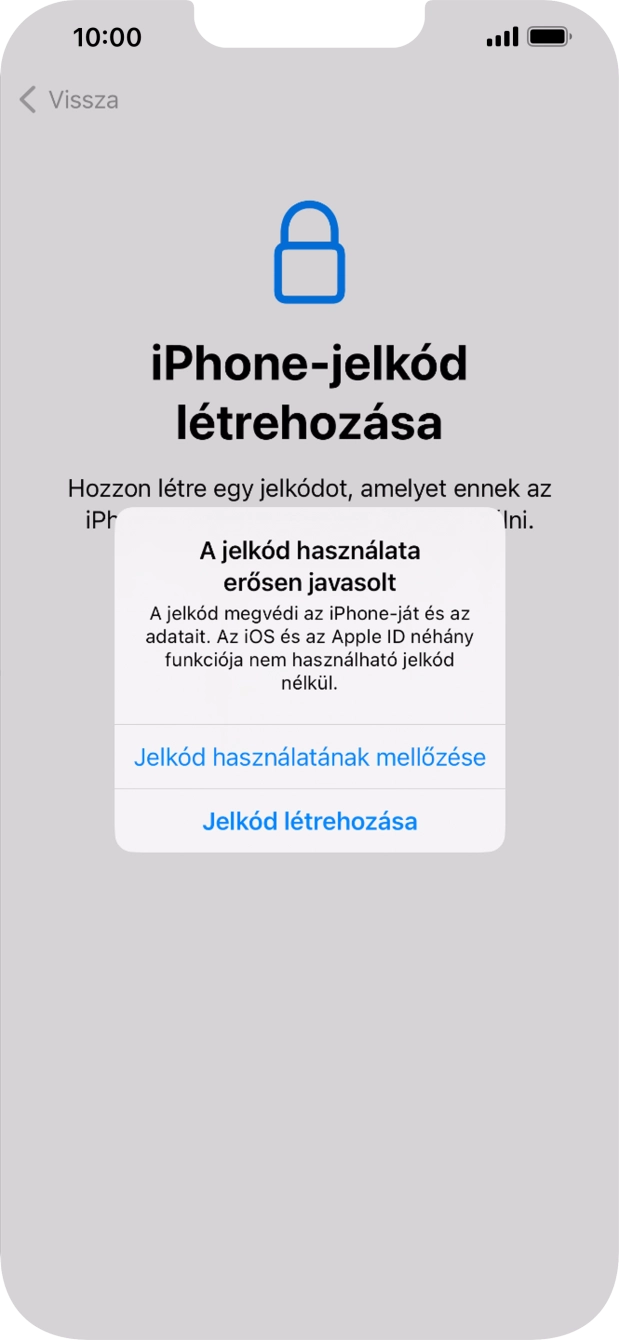 Ha kikapcsolod a funkciót, válaszd a Jelkód használatának mellőzése lehetőséget.