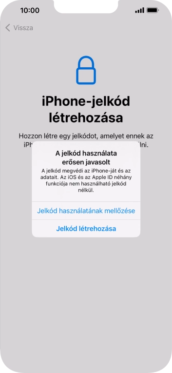 Ha kikapcsolod a funkciót, válaszd a Jelkód használatának mellőzése lehetőséget.