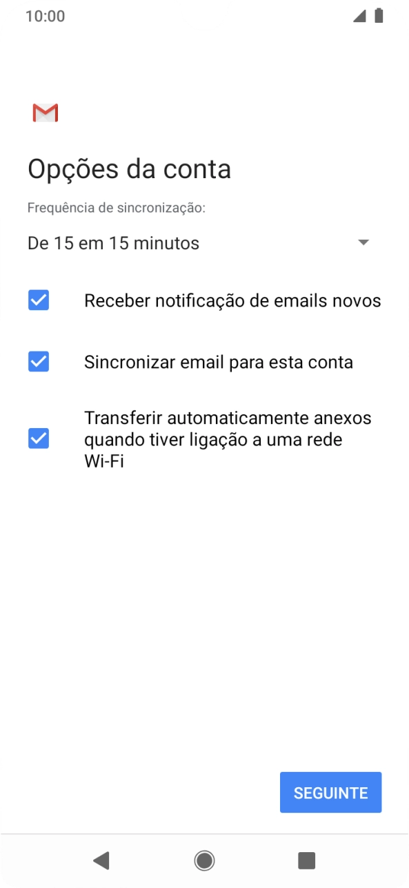 Se o ecrã mostrar esta imagem, a sua conta foi identificada e configurada automaticamente. Siga as indicações no ecrã para introduzir informações adicionais e concluir a configuração.