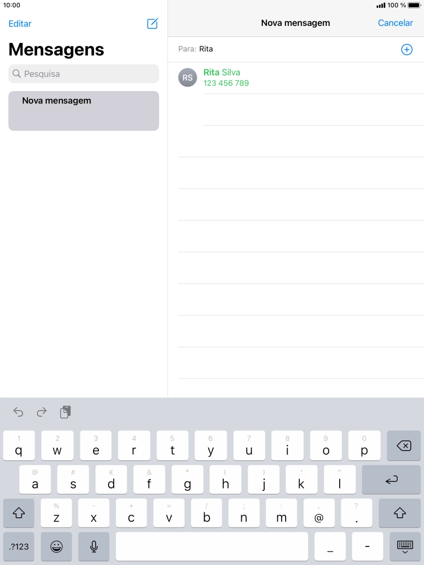 Prima o contacto pretendido.