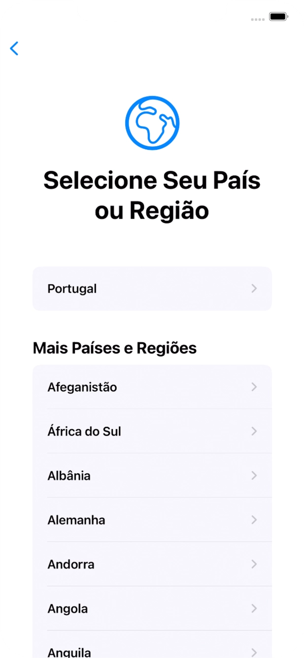 Prima a área ou país pretendido.