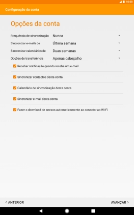 Se o ecrã mostrar esta imagem, a sua conta foi identificada e configurada automaticamente. Siga as indicações no ecrã para introduzir informações adicionais e concluir a configuração.