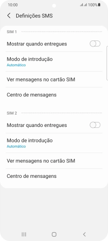 Prima Centro de mensagens sob o cartão SIM pretendido.