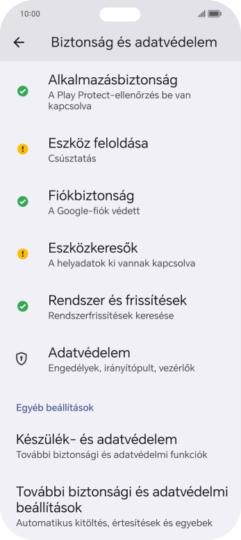 Válaszd a További biztonsági és adatvédelmi beállítások lehetőséget.