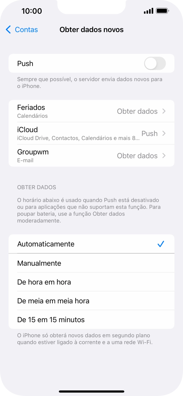 Se desativar a função, prima a definição pretendida.