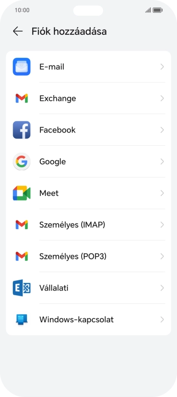 Válaszd a Személyes (IMAP) lehetőséget.