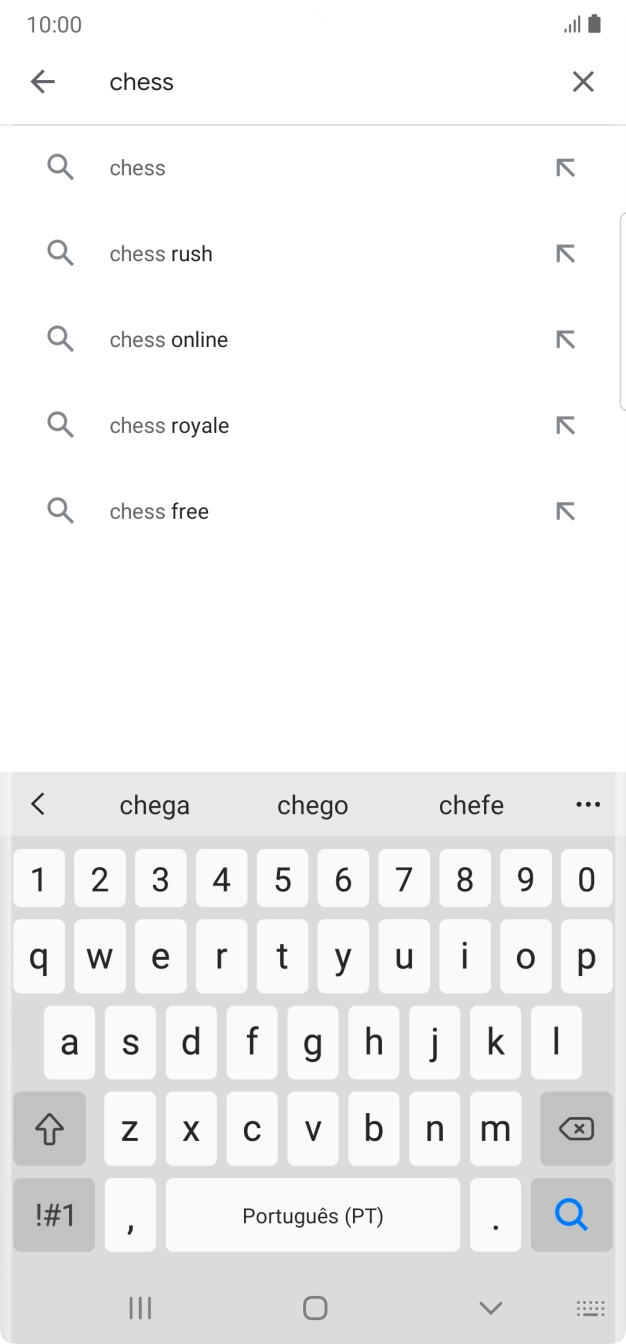Introduza o nome ou categoria da app pretendida e prima o ícone para pesquisar.
