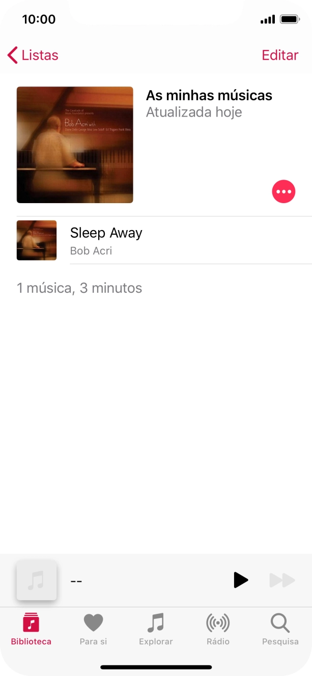 Vá até à categoria ou lista de reprodução pretendida e prima o ficheiro de música pretendido.